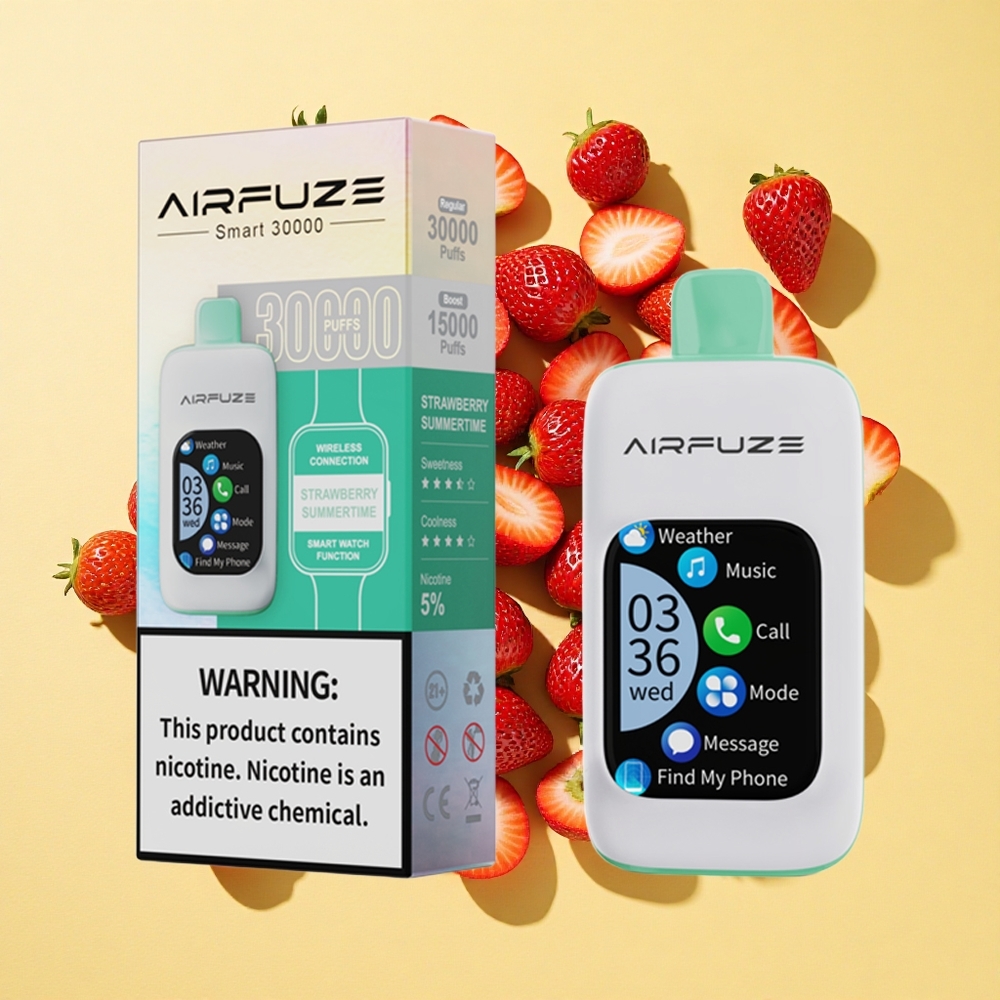 AirFuze Smart 30000 Puffs Kertakäyttöinen Vape Mansikka Kesäaika 5% Nikotiini 900mAh Akku