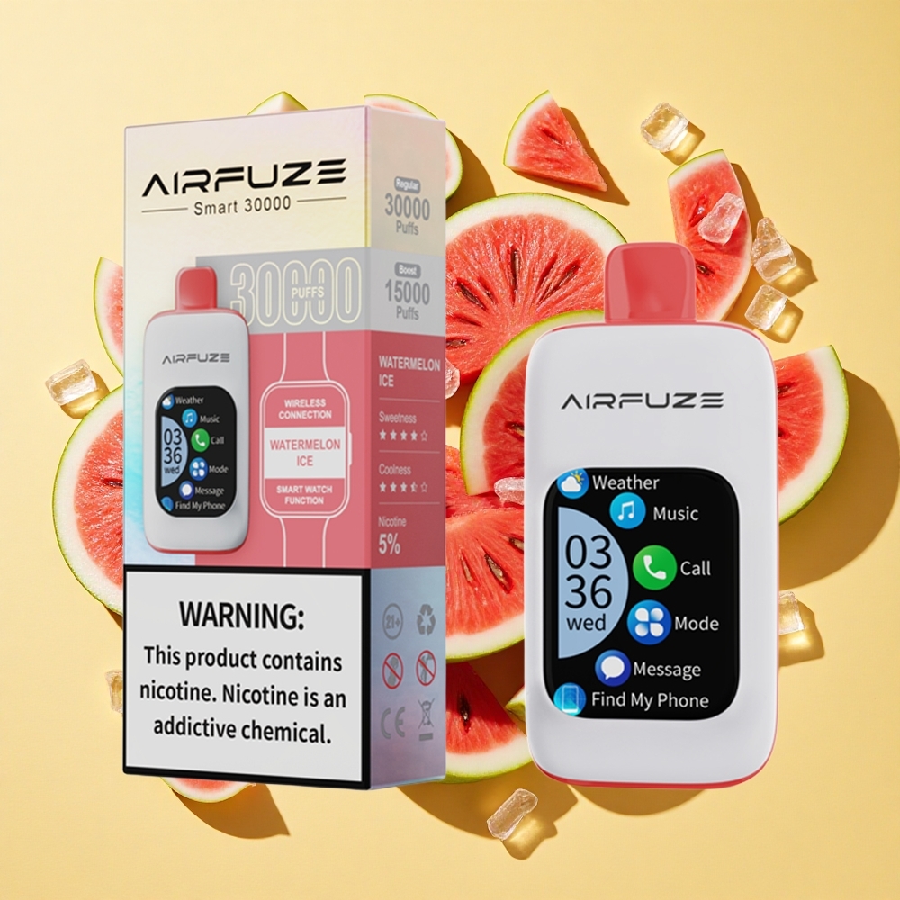 AirFuze Smart 30000 Puffs Kertakäyttöinen Vape Vesimeloni-Jää 900mAh Type-C