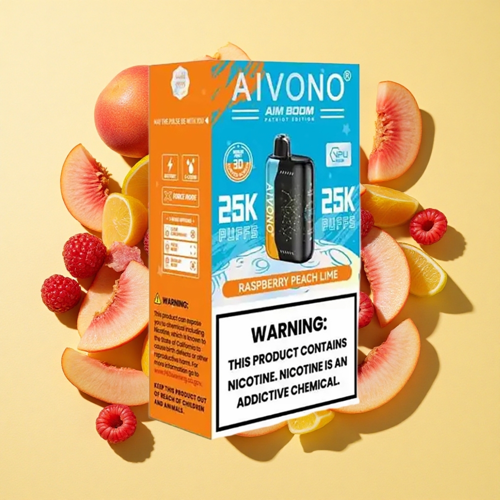 Aivono Aim Boom 25000 Puffs Vadelma Persikka Lime 28ml 650mAh