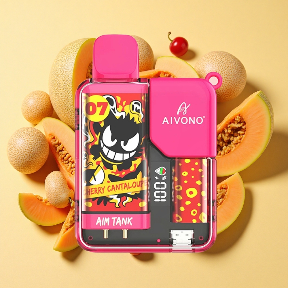 Aivono Aim-Tank 9500 Puffs 18ml Kirsikka Meloni 0-5% Nikotiini LCD