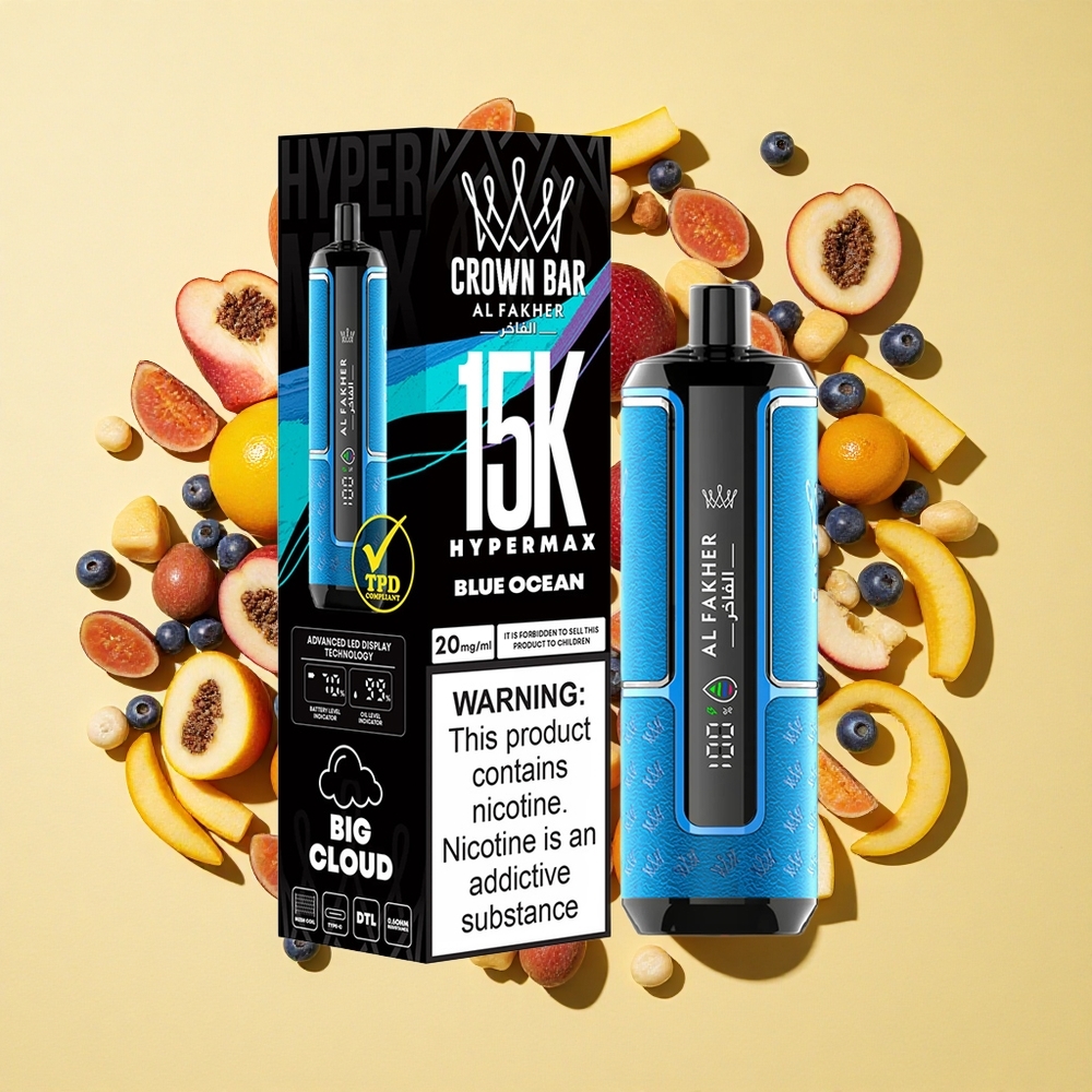 Al Fakher Crown Bar 15K Hypermax 15000 Puffs Sininen Meri 22ml 600mAh