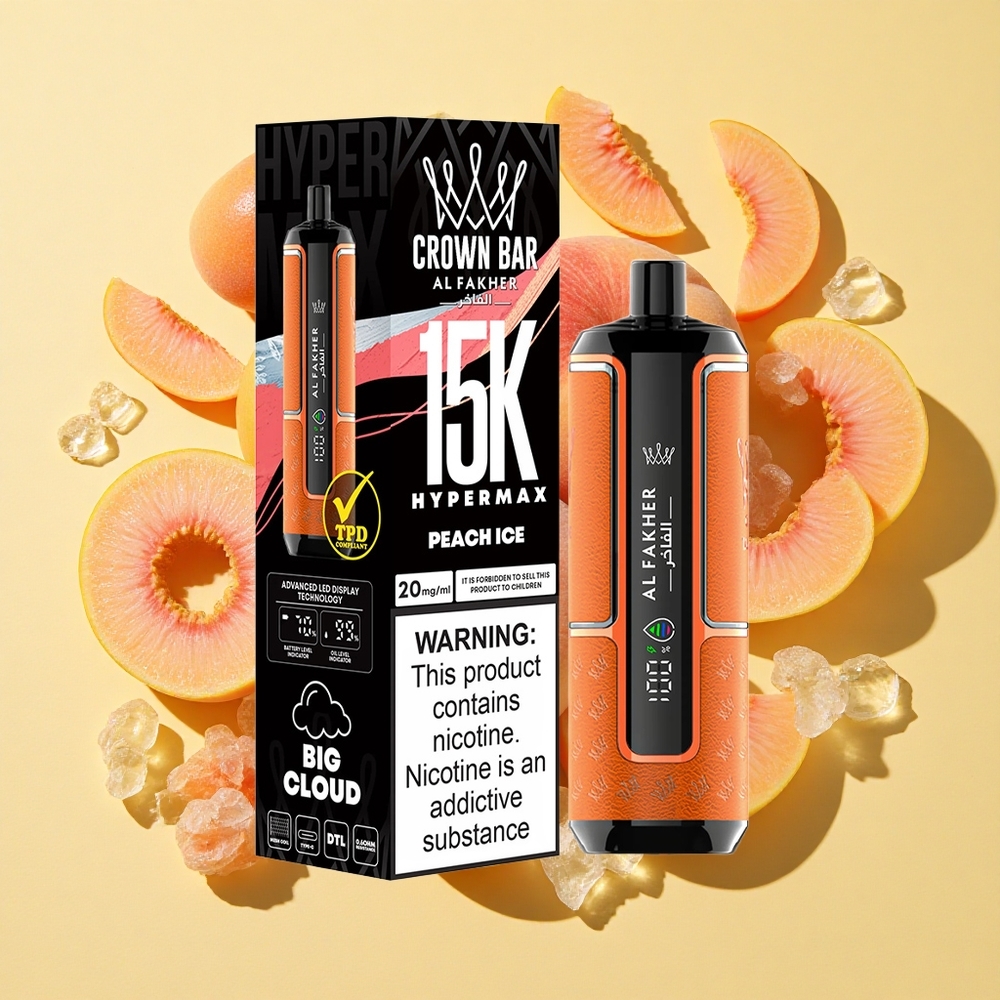 Al Fakher Crown Bar 15K Persikka Jää 22ml 15000 Tupahdus