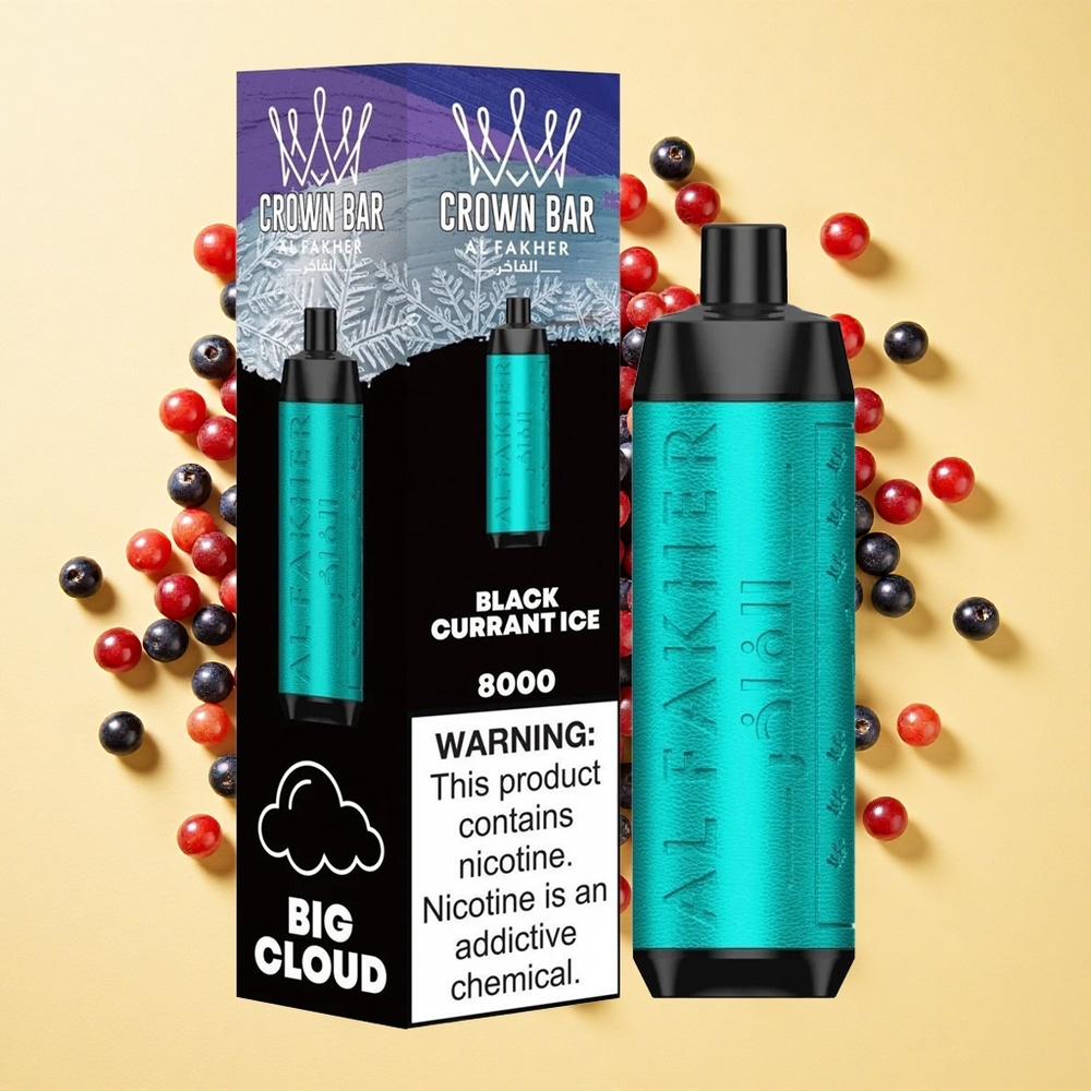 Al Fakher Crown Bar 8000 Mustaherukka Jää 18ml 8000 Puffs