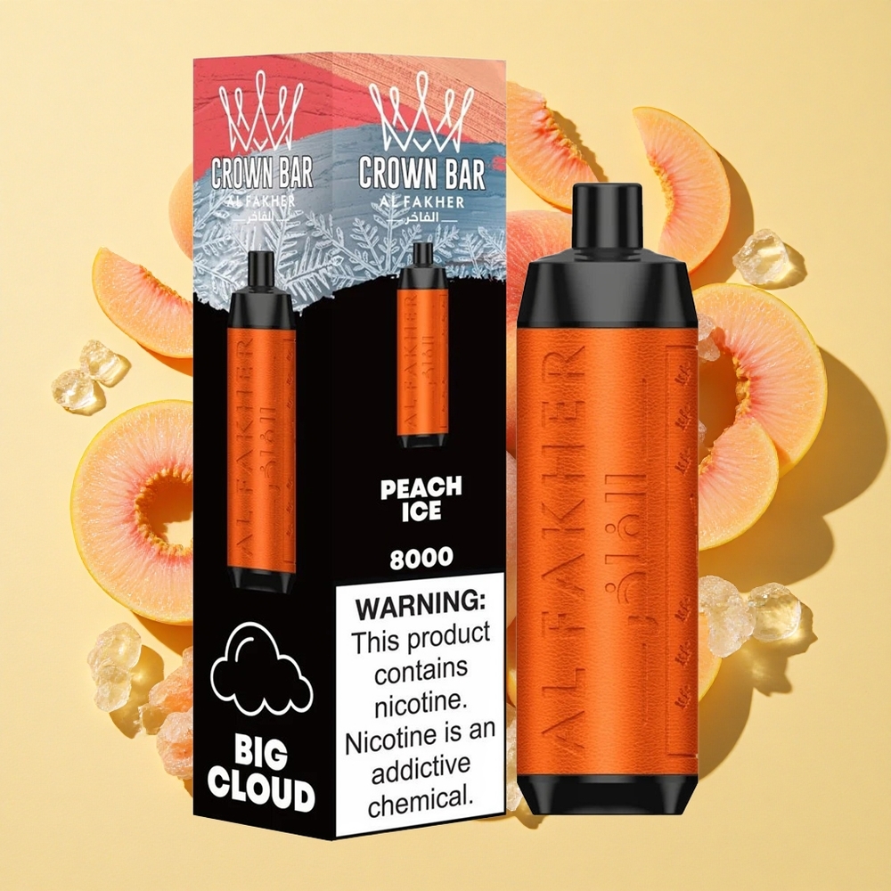 Al Fakher Crown Bar 8000 Persikka Jää 18ml 8000 Tuhlaa
