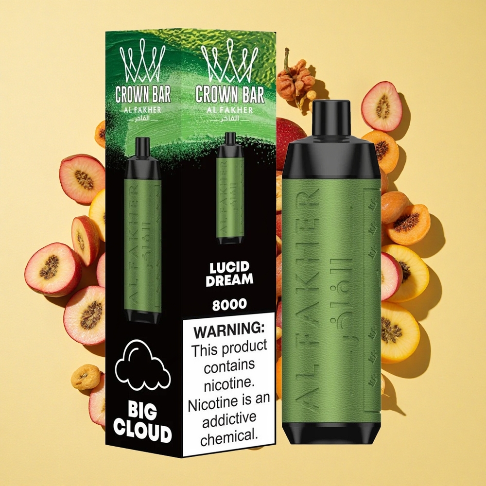 Al Fakher Crown Bar 8000 Puffs 18ml Kristalli Kertakäyttöinen Vape Kirkas Uni