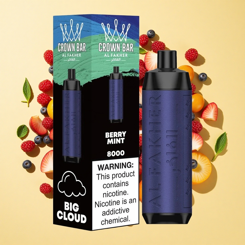 Al Fakher Crown Bar 8000 Puffs Marja-Minttu 18ml 5mg Nikotiini