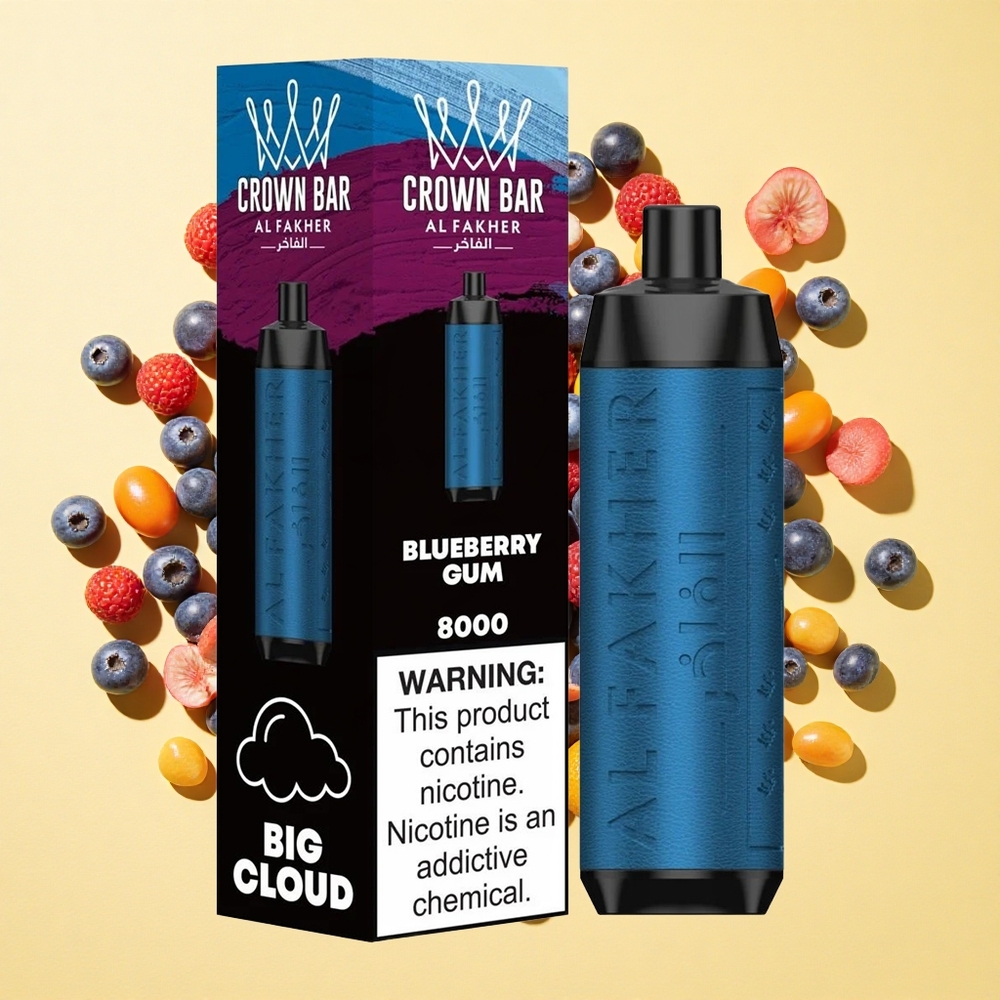 Al Fakher Crown Bar 8000 Puffs Mustikka Purukumi 18ml 5mg Nikotiini