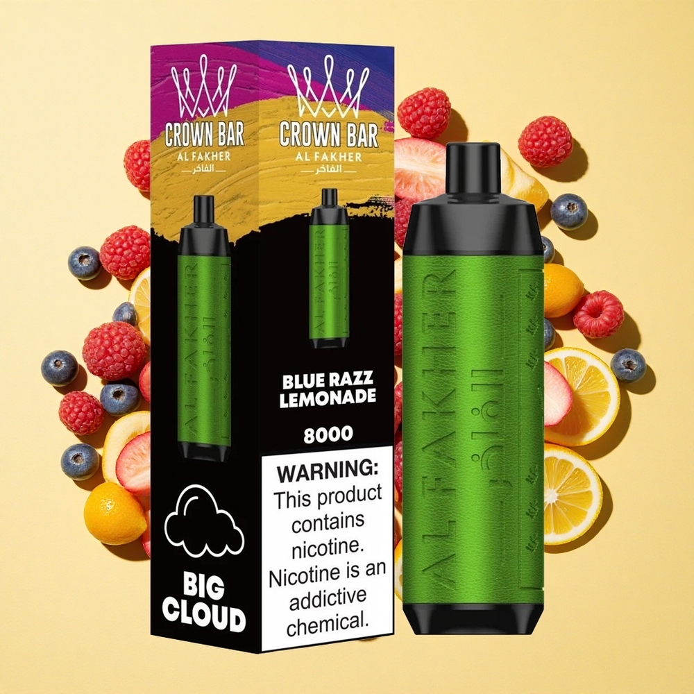 Al Fakher Crown Bar 8000 Sininen Vadelma Sitruunalimsa 18ml 8000 Puffs