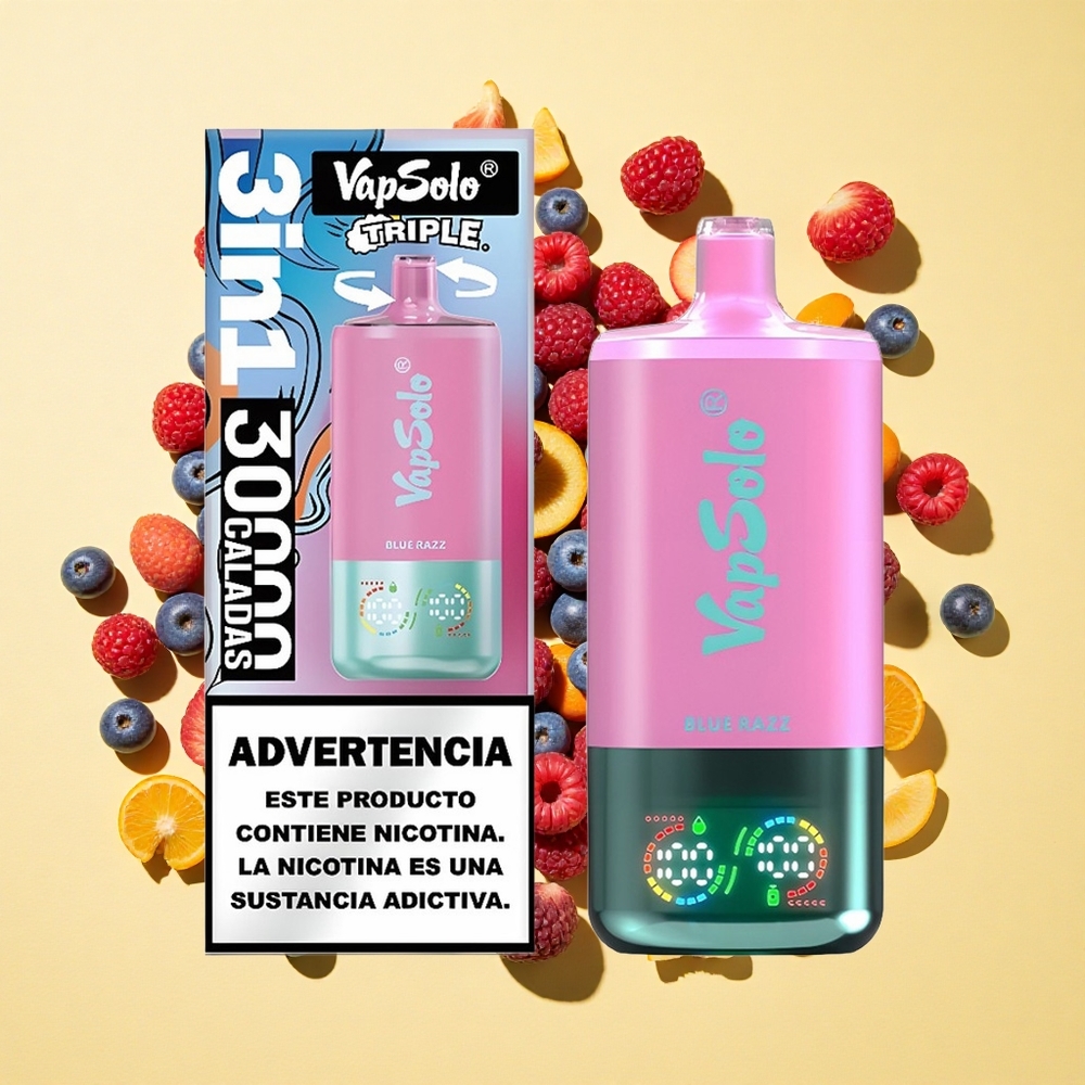 VapSolo Triple 30000 Puffs 40ml E-Neste Sininen Vadelma Type-C