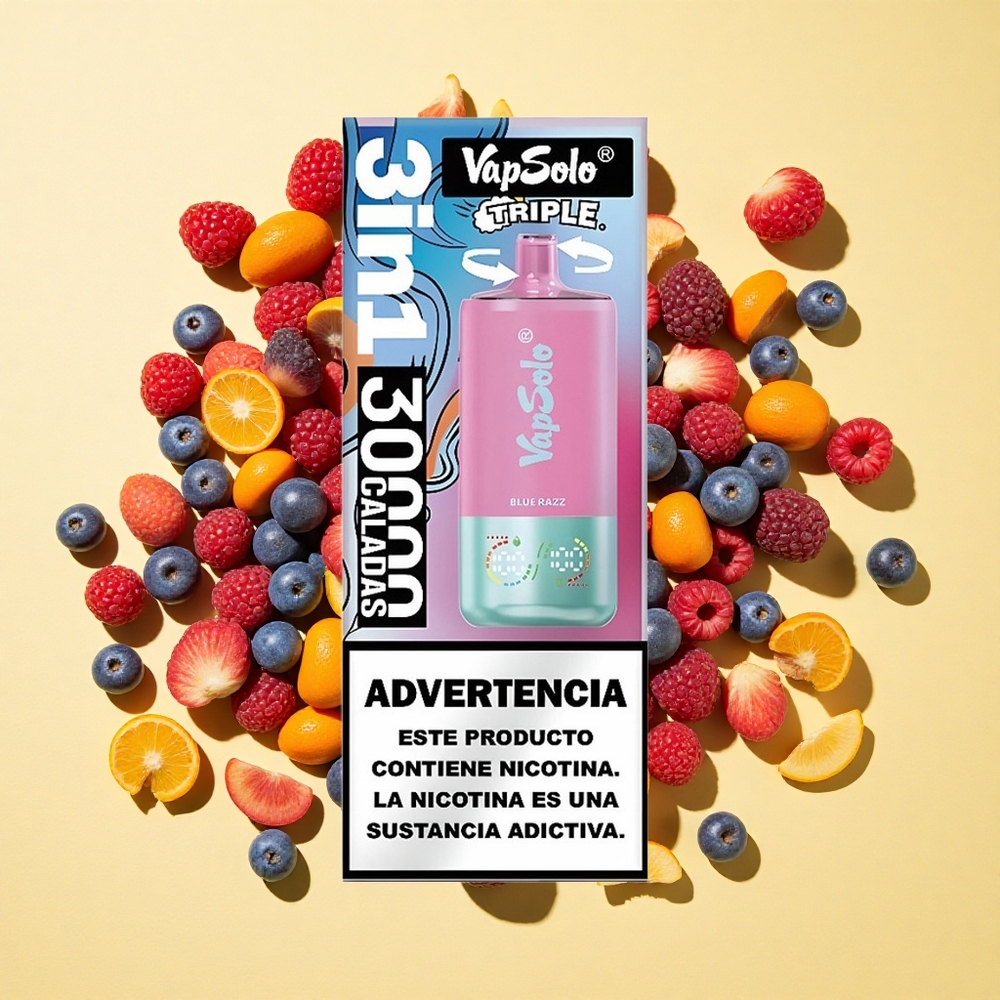 VapSolo Triple 30000 Puffs 40ml E-Neste Sininen Vadelma Type-C