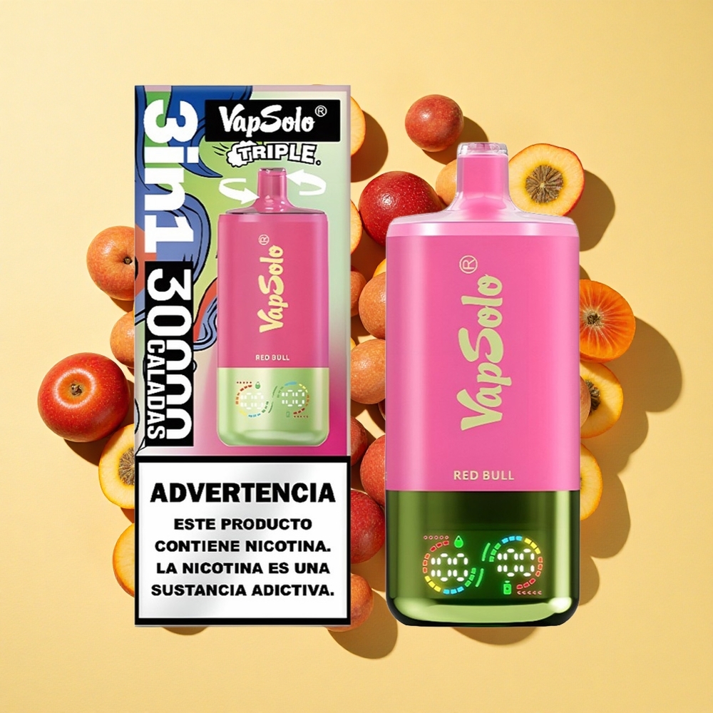 VapSolo Triple 30000 Puffs 40ml E-nestettä Red Bull Hapanimelä
