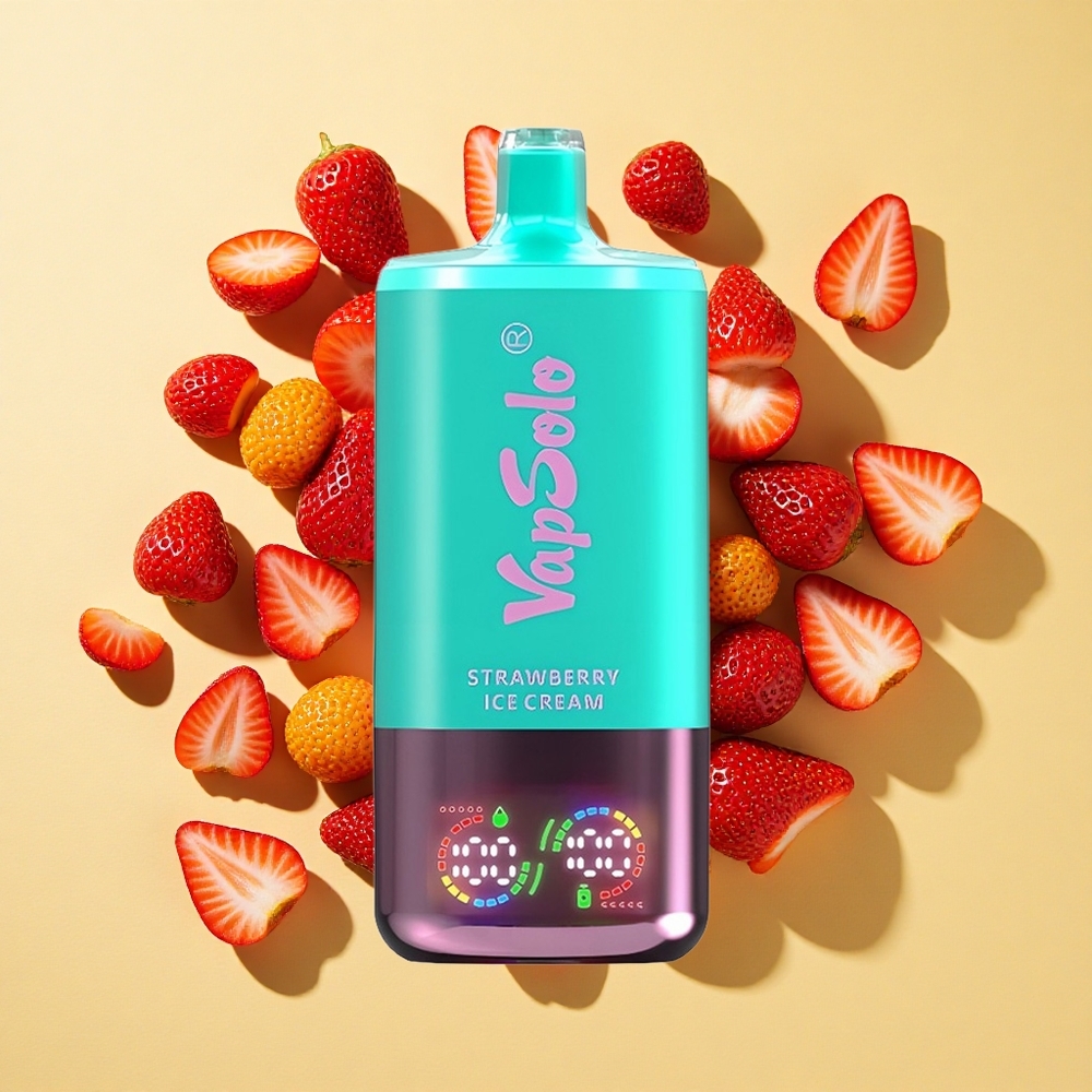 VapSolo Triple 30000 Tupakointia 40ml Mansikkajäätelö Typ-C