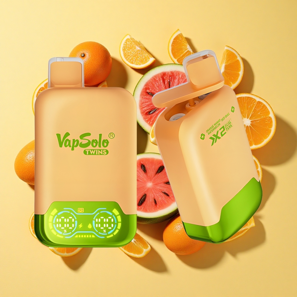 Vapsolo Twins 20000 Puffs Appelsiini Mango Vesimeloni & Red Bull 40ml 2-säiliö Type-C