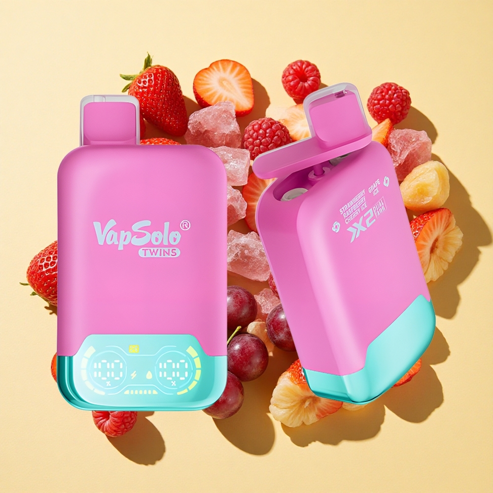 Vapsolo Twins 20000 Puffs Mansikka Vadelma Kirsikka Jää & Viinirypäle Jää 40 ml 20mg/ml