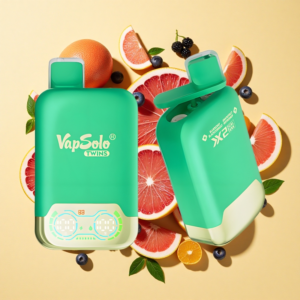 Vapsolo Twins 20000 Puffs Mustikkapensasmustaherukka & Greippi Virkistävä 40ml Type-C