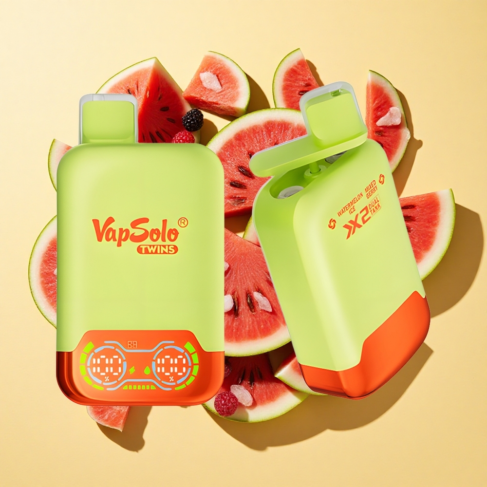 Vapsolo Twins 20000 Tupakanpäästö Vesimeloni Jää & Sekamarja 40 ml 2 öljysäiliötä Type-C