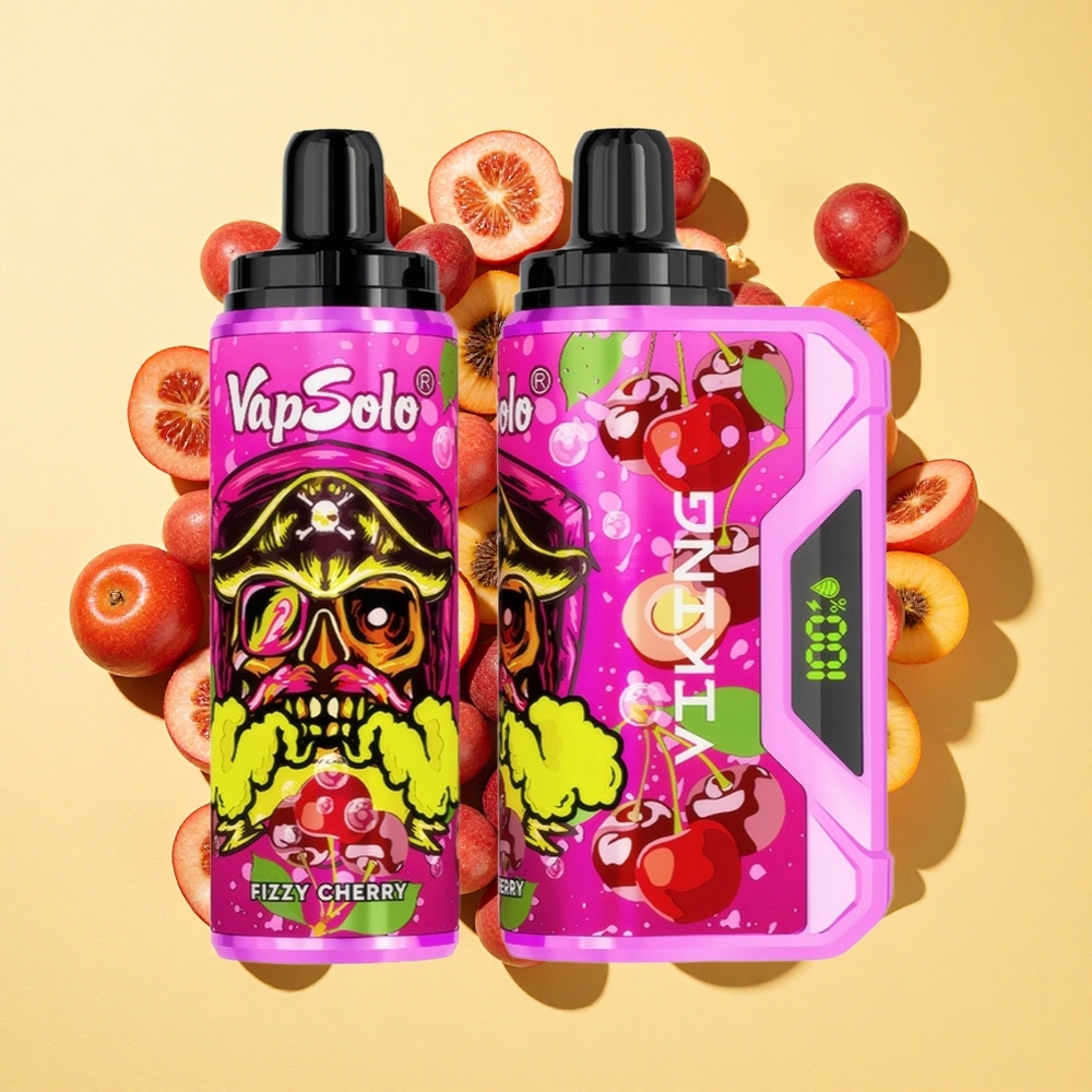 VapSolo VIKING 12000 Puffs Fizzypirska Kirsikka Type-C & LED-näyttö
