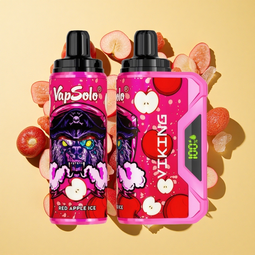 VapSolo VIKING 12000 Puffs Kertakäyttöinen Vape Punainen Omena Jää 22ml Type-C