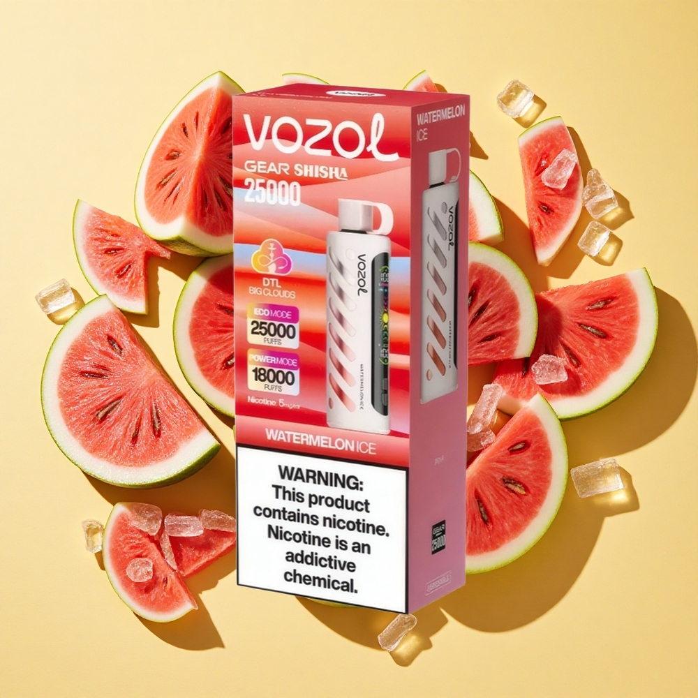 VOZOL Gear 25000 Puffs Vesimeloni Jää 1000mAh 5mg/ml
